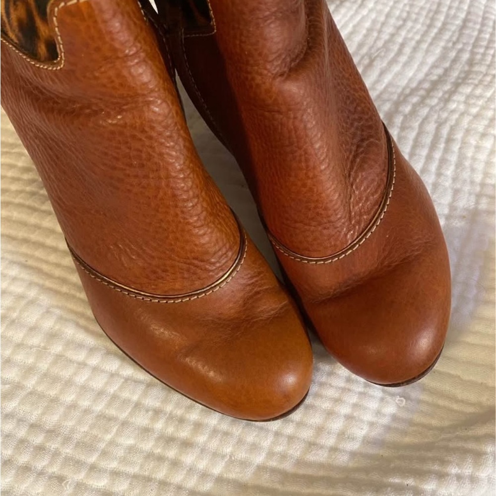 Rare Vintage Dolce & Gabbana Leather and Pony Hair Brown leather Animal Print 37